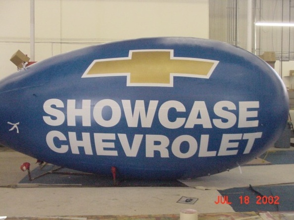 Blue Yellow Advertising Showcase Chevrolet Blimp