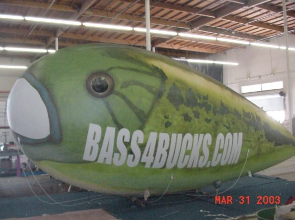 Green Advertising Bass4Bucks Blimp