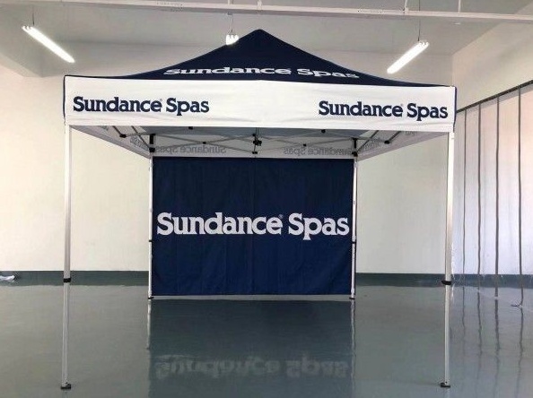 Black White Custom Sundance Spas Tent