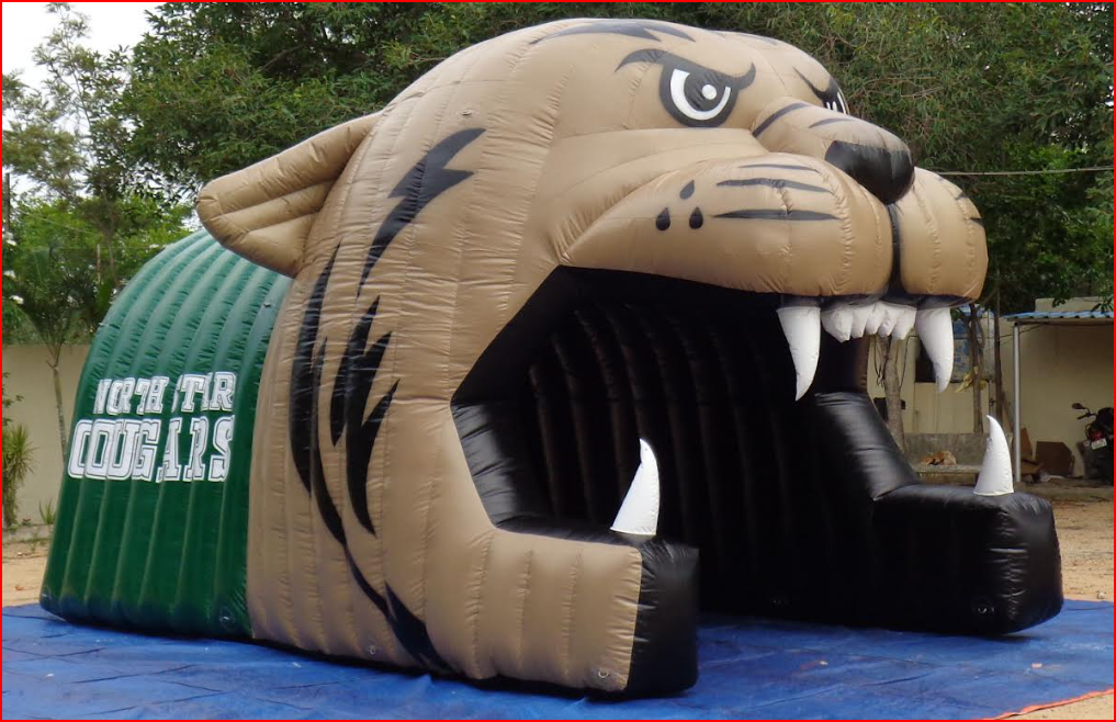 Cougars Mascot Football Tunnel Green and Tan